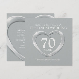 Invitación de aniversario de bodas de platino cora