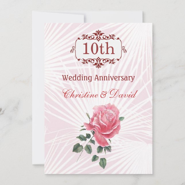 Invitación de aniversario de bodas de rosa rosa nú (Anverso)