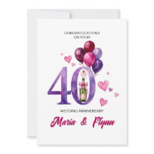 Invitación de aniversario de bodas de rubí 40º