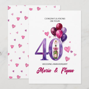 Invitación de aniversario de bodas de rubí 40º