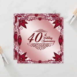 Invitación de aniversario de bodas de rubí 40º 5.2