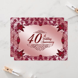 Invitación de aniversario de bodas de rubí 40º 5.5