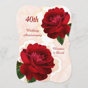 Invitación de aniversario de bodas de rubí 40º con