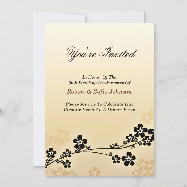 invitación de aniversario de bodas elegante y clás (Anverso)