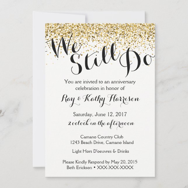 Invitación de aniversario de bodas Gold We Still D (Anverso)