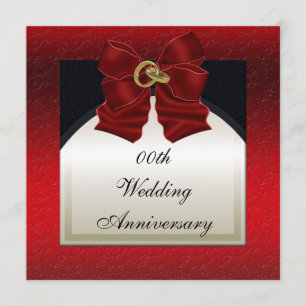 Invitación de aniversario de bodas negro rojo