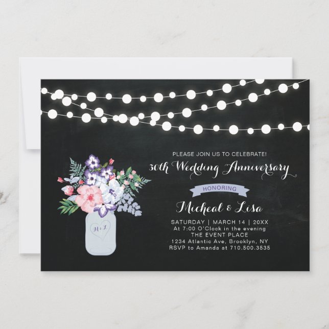 Invitación de aniversario de bodas número 30 en pi (Anverso)