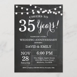 Invitación de aniversario de bodas número 35 en pi
