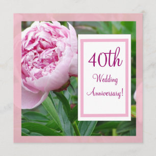 Invitación de aniversario de bodas número 40 Pink