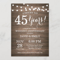 Invitación de aniversario de bodas número 45 de ma