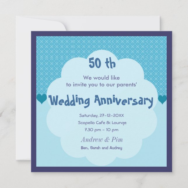 Invitación de aniversario de bodas número 50 (Anverso)