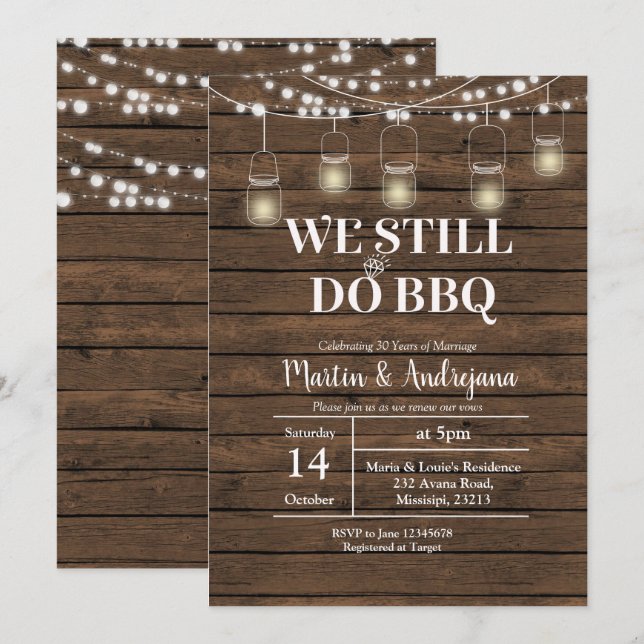 invitación de aniversario de bodas número 50 BBQ (Anverso / Reverso)