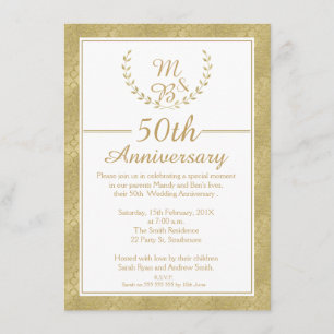 Invitación de Aniversario de Bodas número 50 con C