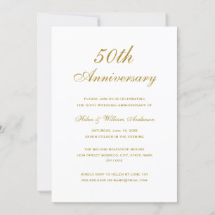Invitación de aniversario de bodas número 50 con C