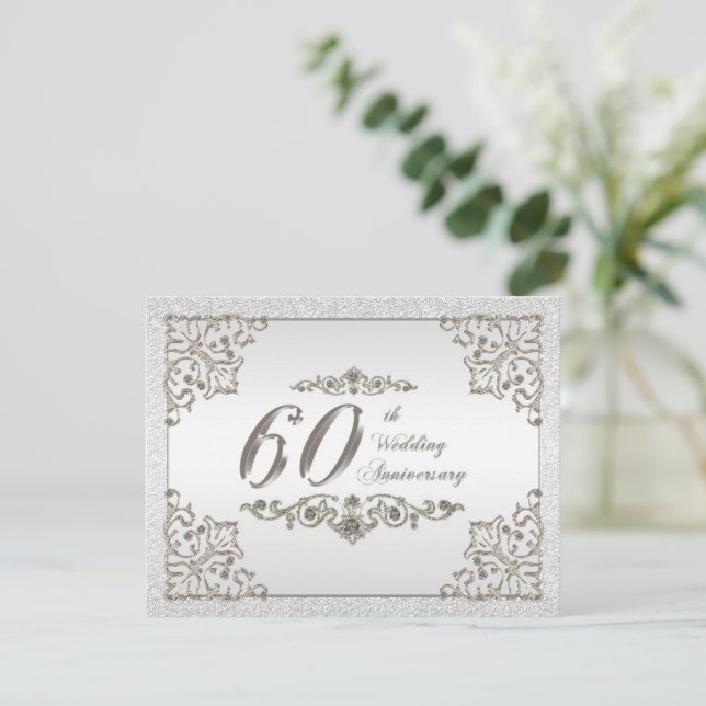 Invitación de aniversario de bodas número 60 con b (Anverso de pie)