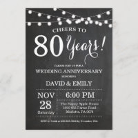 Invitación de aniversario de bodas número 80 en pi