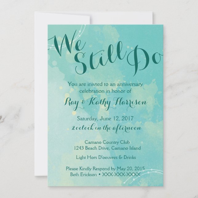 Invitación de aniversario de bodas que todavía hac (Anverso)
