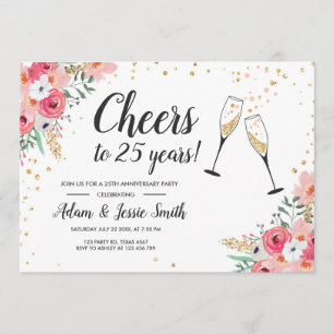 Invitación de aniversario de bodas Rustic 25 con f