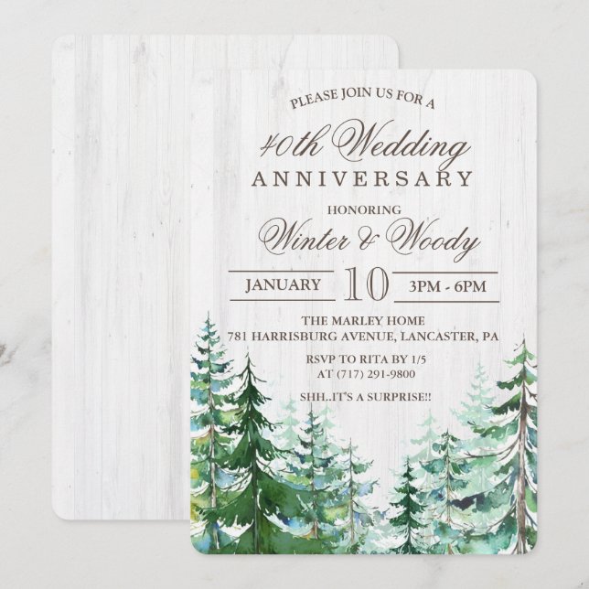 Invitación de aniversario de bodas rústica de CUAL (Anverso / Reverso)