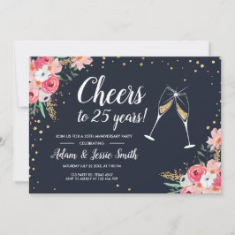 Invitación de aniversario de bodas rústico 25 Flor
