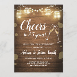 Invitación de aniversario de bodas rústico con luc