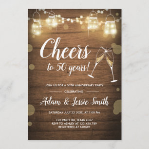 Invitación de aniversario de bodas rústico con luc
