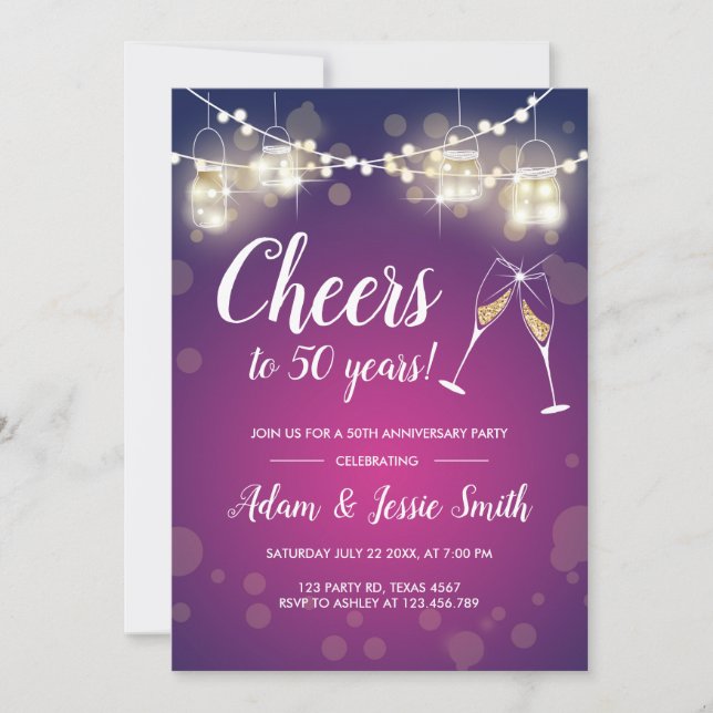 Invitación de aniversario de bodas rústico con luc (Anverso)