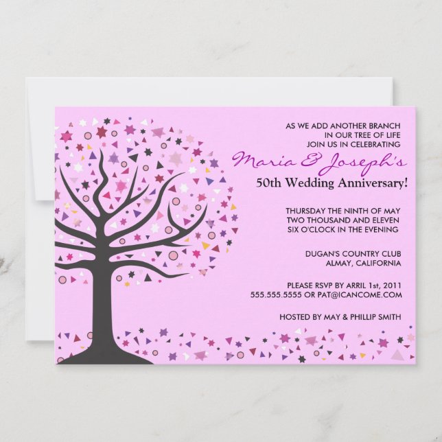 Invitación de aniversario de bodas Tree of Life (Anverso)