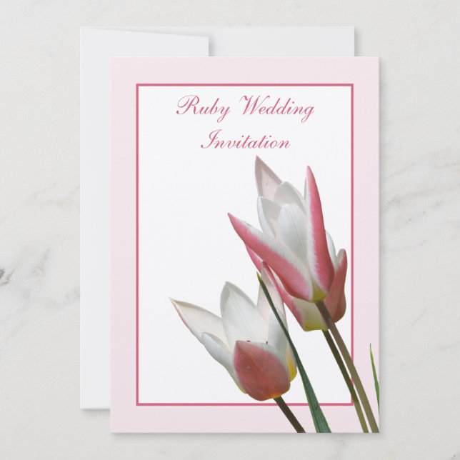 invitación de aniversario de bodas Tulip Ruby (Anverso)