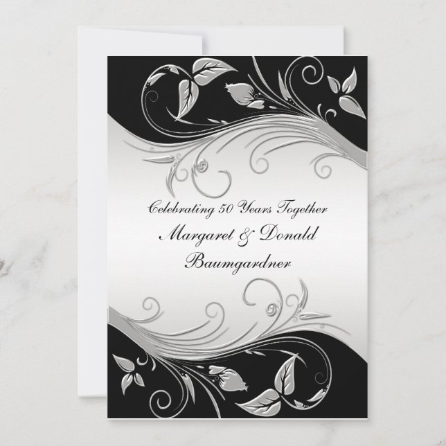 Invitación de aniversario de bodas vintage 25º (Anverso)