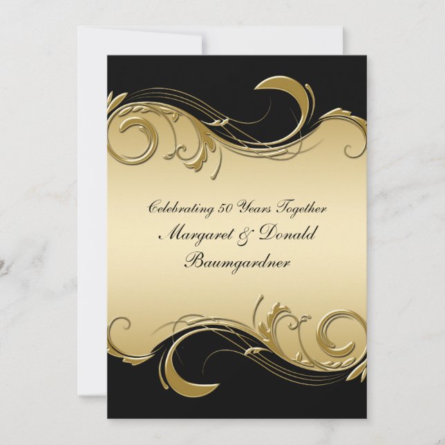 Invitación de aniversario de bodas Vintage 50 (Anverso)