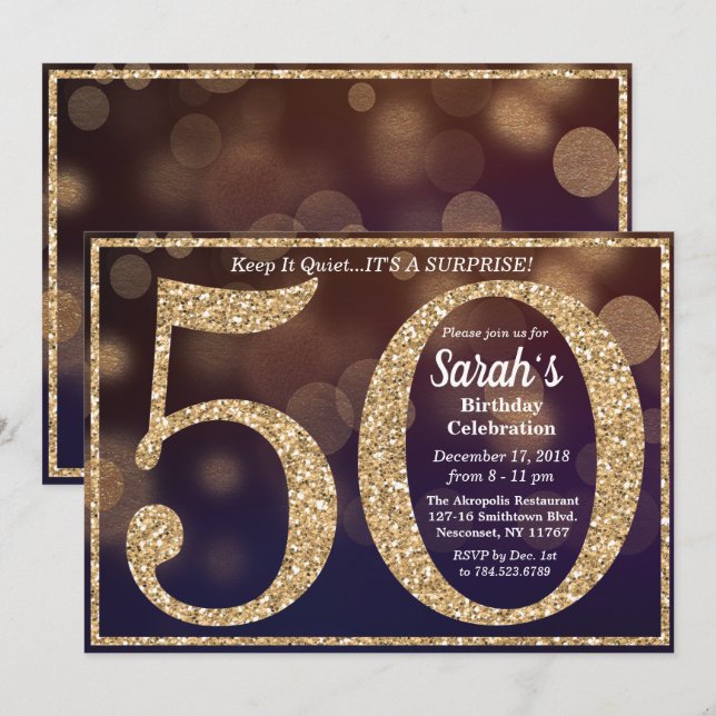 Invitación de aniversario de cumpleaños número 50  (Anverso / Reverso)