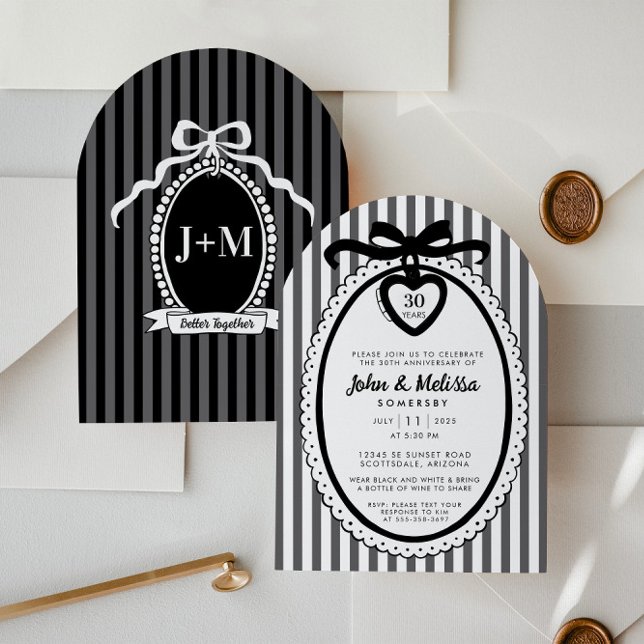 Invitación de aniversario de fiesta Coquette con l (Anniversary Invitation (front and back))