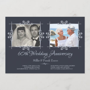 Invitación de Aniversario de Foto de Entonces y Ah