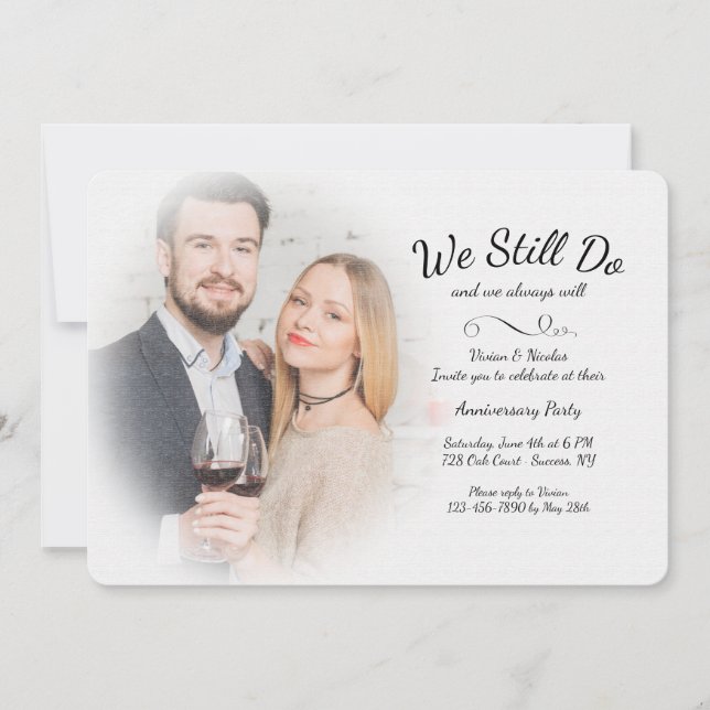 Invitación de aniversario de fotos todavía brumosa (Anverso)