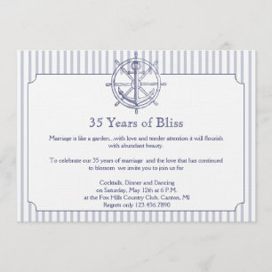 Invitación de aniversario de franja gris y ancla n