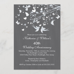 Invitación de aniversario de la fiesta de pájaros 
