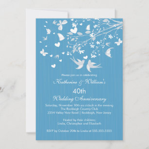 Invitación de aniversario de la fiesta de pájaros 