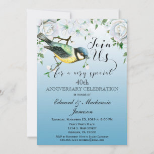 Invitación de aniversario de naturaleza de aves fl