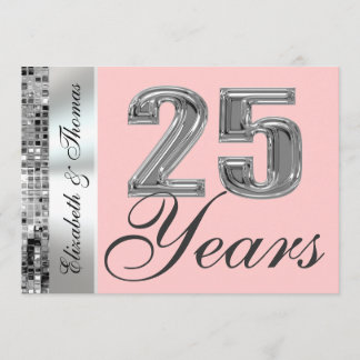Invitación de aniversario de plata de 25 años y cu