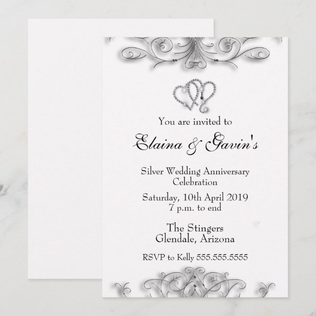 Invitación de aniversario de plata número 25 (Anverso / Reverso)
