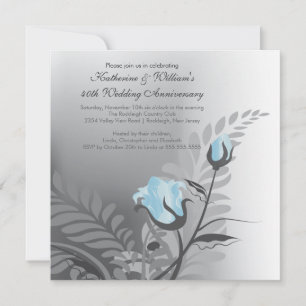 Invitación de Aniversario de Rosa Azul Elegante