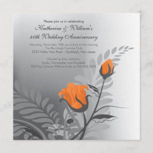 Invitación de aniversario de rosa naranja elegante
