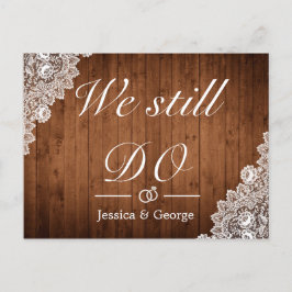 Invitación de aniversario de Rustic Wood & Lace St