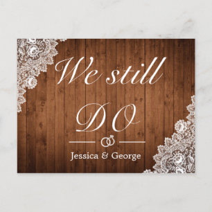 Invitación de aniversario de Rustic Wood & Lace St