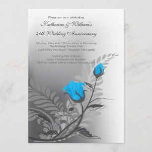 Invitación de Aniversario de Turquesa Roja Elegant