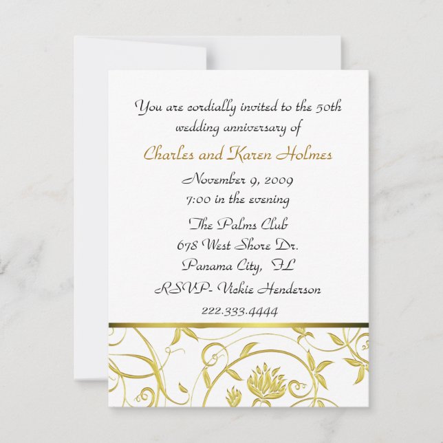 Invitación de aniversario dorada elegante (Anverso)