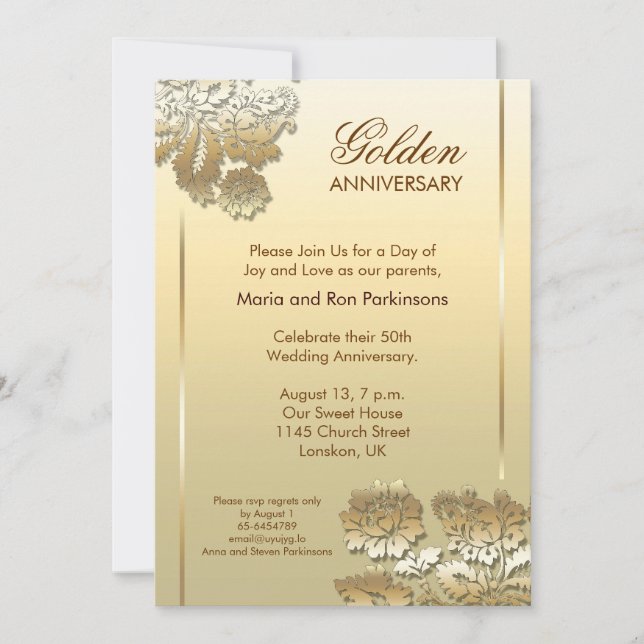 invitación de aniversario dorado de 50 años (Anverso)