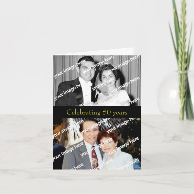 Invitación de Aniversario Dorado Pasado y Presente (Anverso)