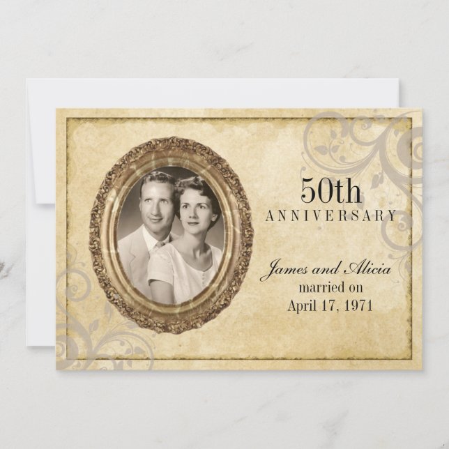 Invitación de aniversario en pergamino vintage (Anverso)